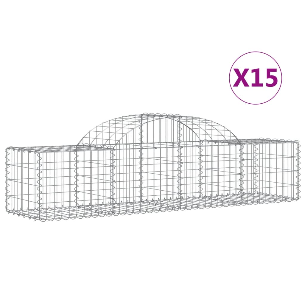 Cesti Gabbioni ad Arco 15 pz 200x50x40/60 cm Ferro Zincato