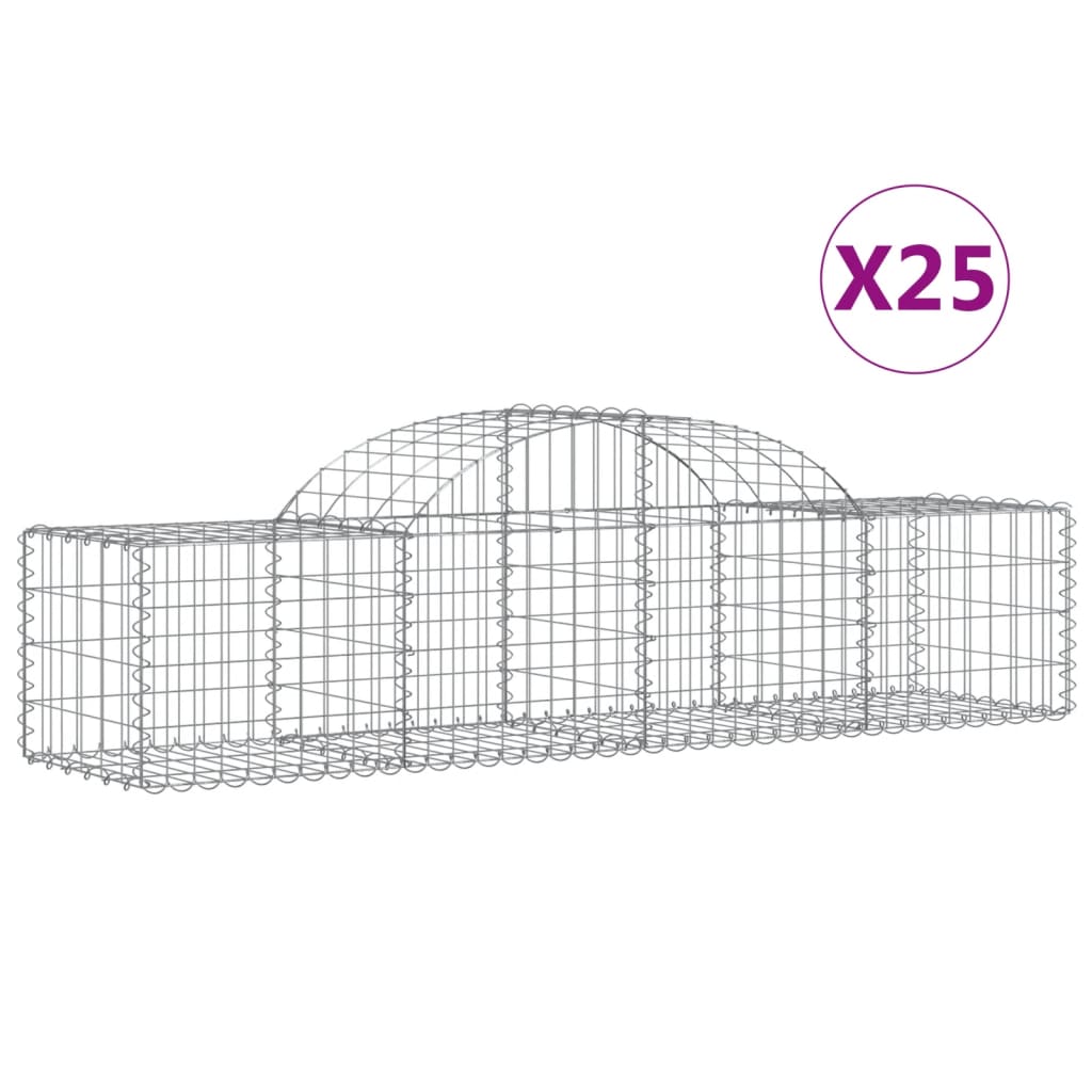 Cesti Gabbioni ad Arco 25 pz 200x50x40/60 cm Ferro Zincato