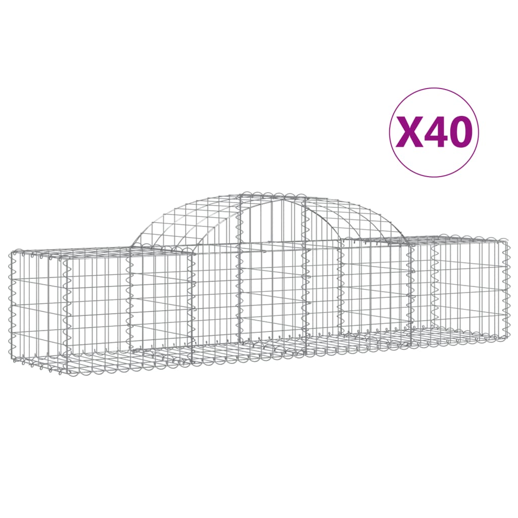 Cesti Gabbioni ad Arco 40 pz 200x50x40/60 cm Ferro Zincato
