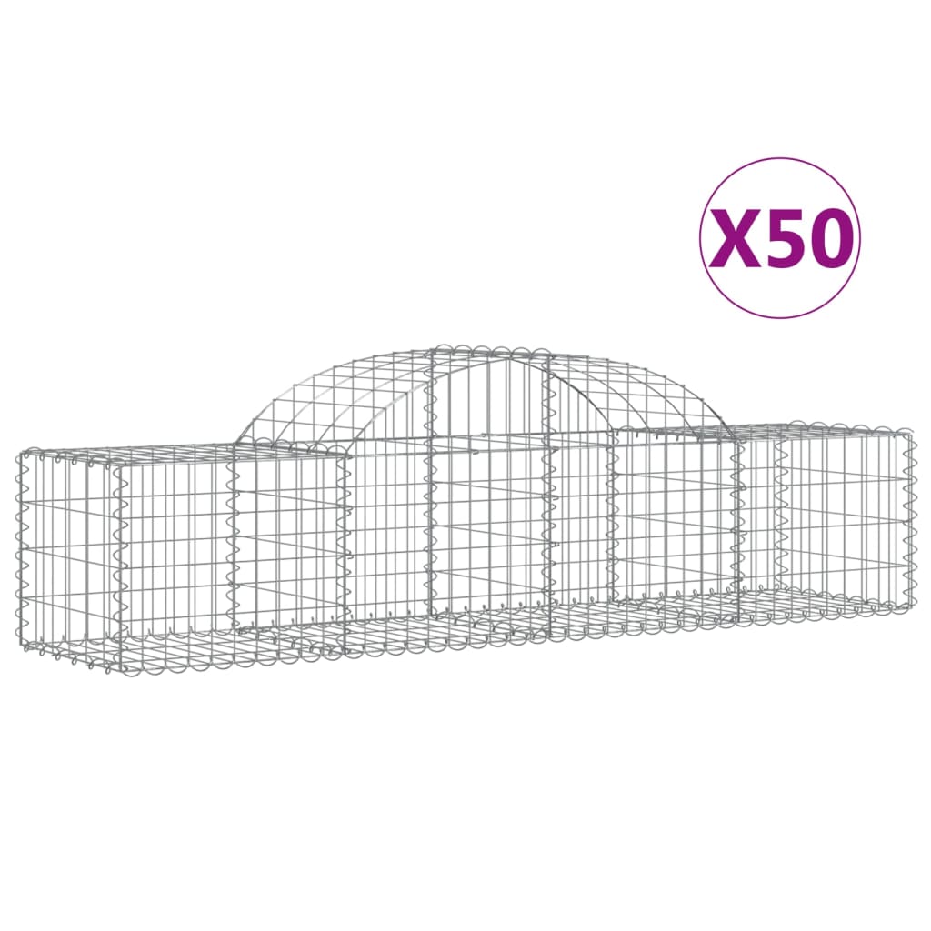 Cesti Gabbioni ad Arco 50 pz 200x50x40/60 cm Ferro Zincato