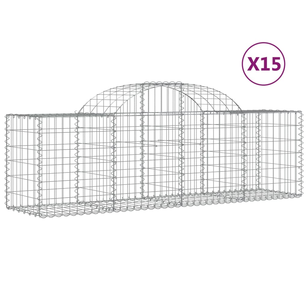 Cesti Gabbioni ad Arco 15 pz 200x50x60/80 cm Ferro Zincato