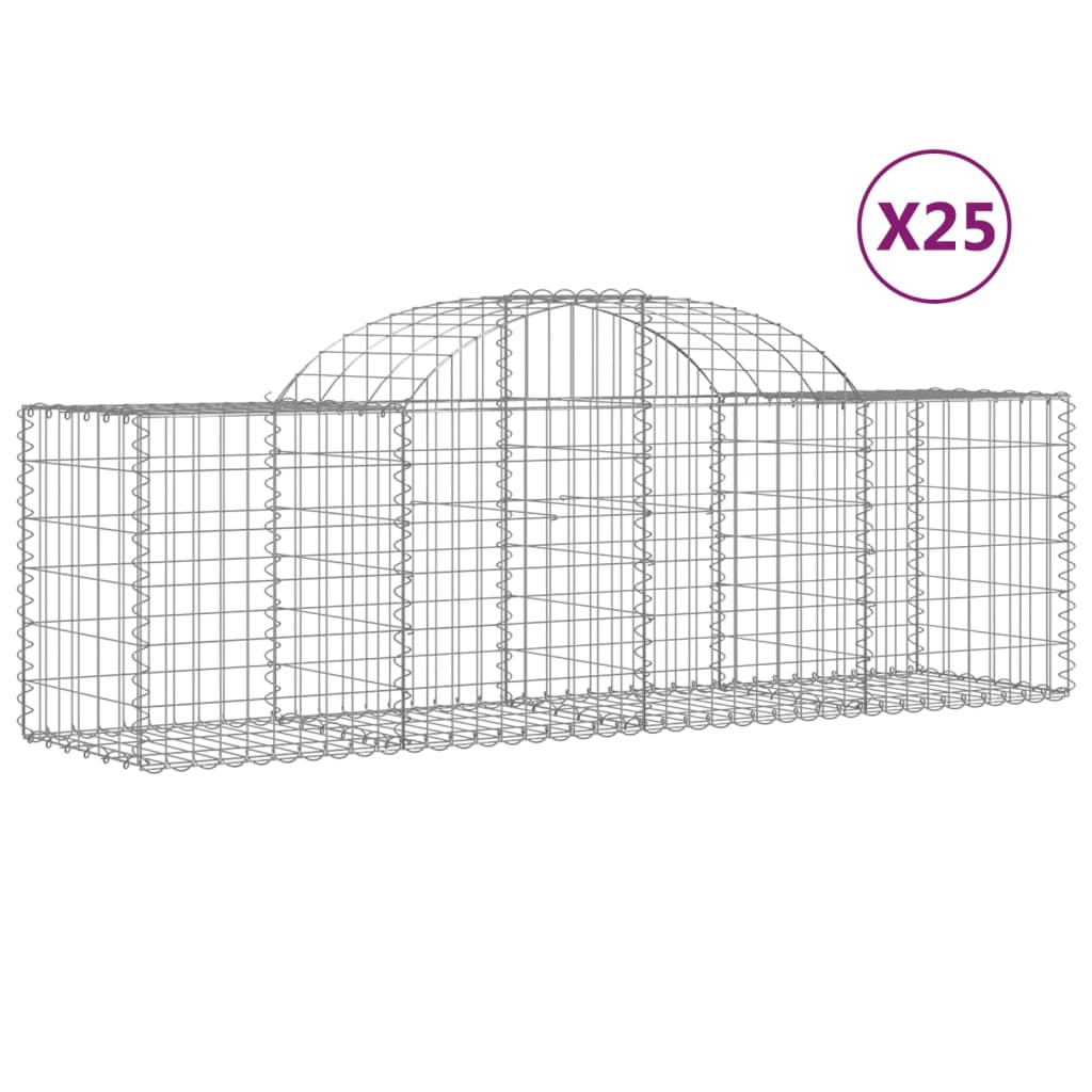 Cesti Gabbioni ad Arco 25 pz 200x50x60/80 cm Ferro Zincato