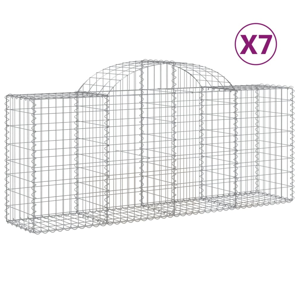 Cesti Gabbioni ad Arco 7 pz 200x50x80/100 cm Ferro Zincato