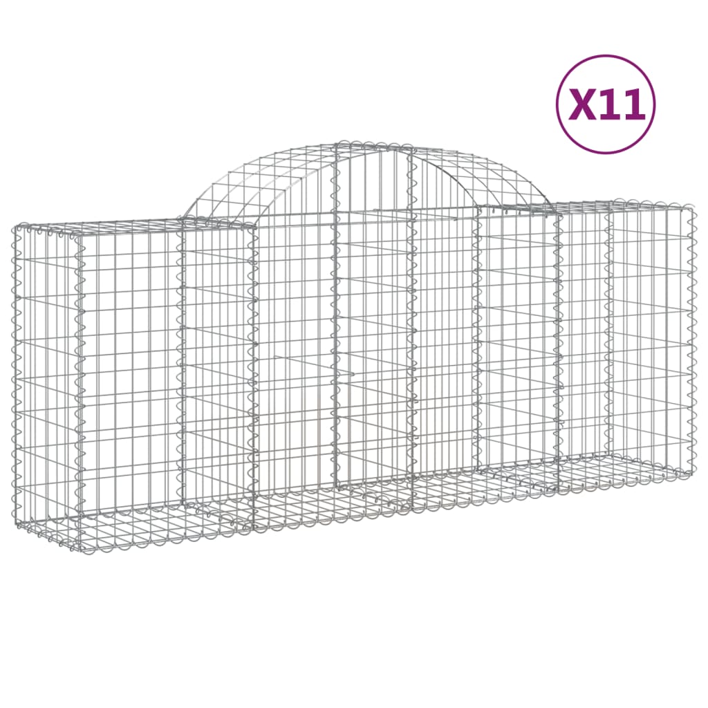 Cesti Gabbioni ad Arco 11 pz 200x50x80/100 cm Ferro Zincato