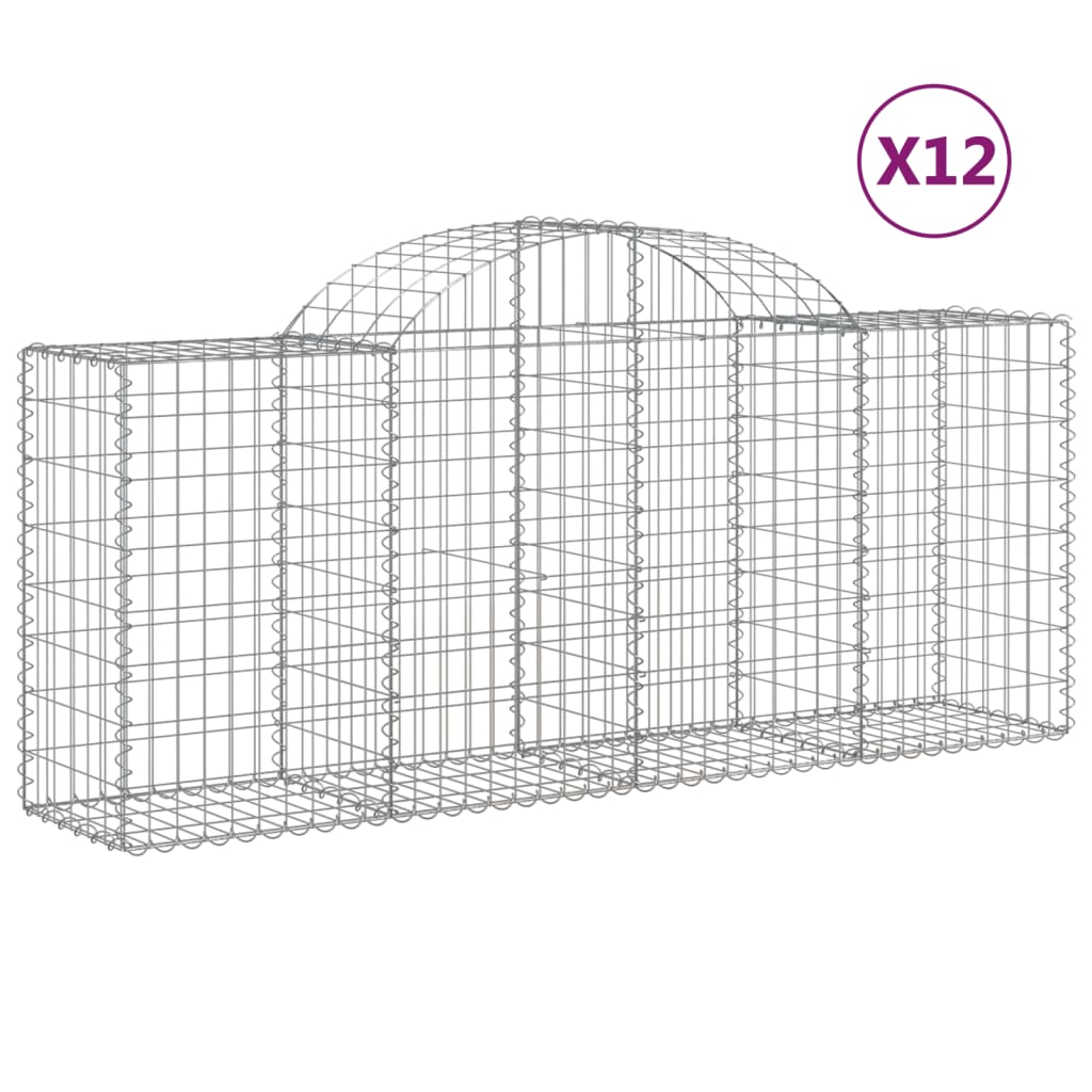 Cesti Gabbioni ad Arco 12 pz 200x50x80/100 cm Ferro Zincato