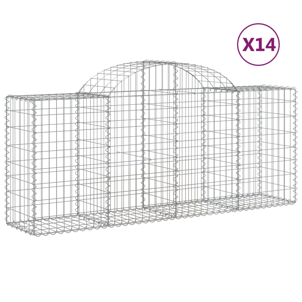 Cesti Gabbioni ad Arco 14 pz 200x50x80/100 cm Ferro Zincato