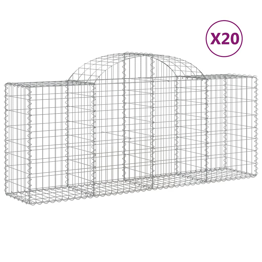 Cesti Gabbioni ad Arco 20 pz 200x50x80/100 cm Ferro Zincato