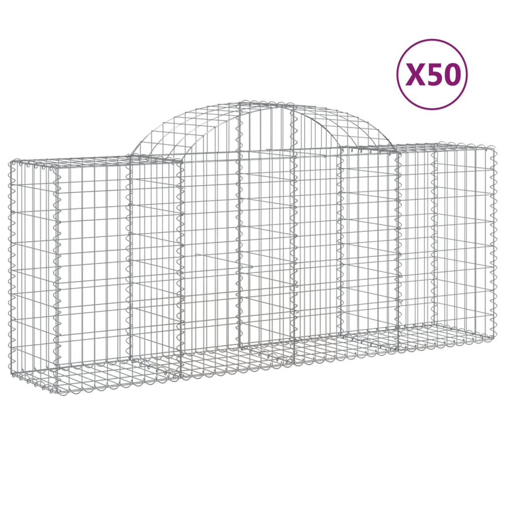Cesti Gabbioni ad Arco 50 pz 200x50x80/100 cm Ferro Zincato
