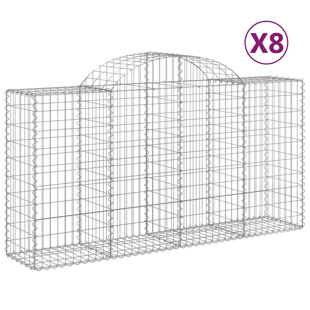 Cesti Gabbioni ad Arco 8 pz 200x50x100/120 cm Ferro Zincato