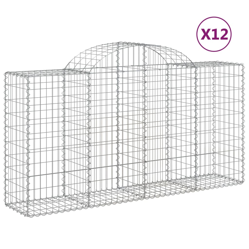 Cesti Gabbioni ad Arco 12 pz 200x50x100/120 cm Ferro Zincato