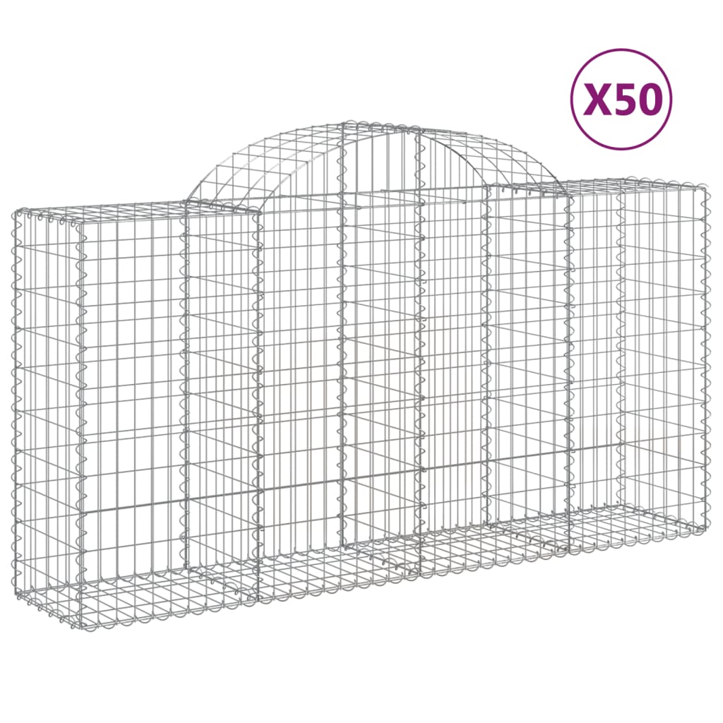 Cesti Gabbioni ad Arco 50 pz 200x50x100/120 cm Ferro Zincato