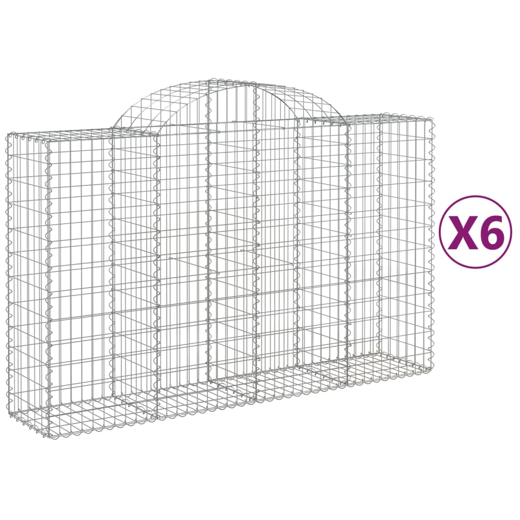 Cesti Gabbioni ad Arco 6 pz 200x50x120/140 cm Ferro Zincato