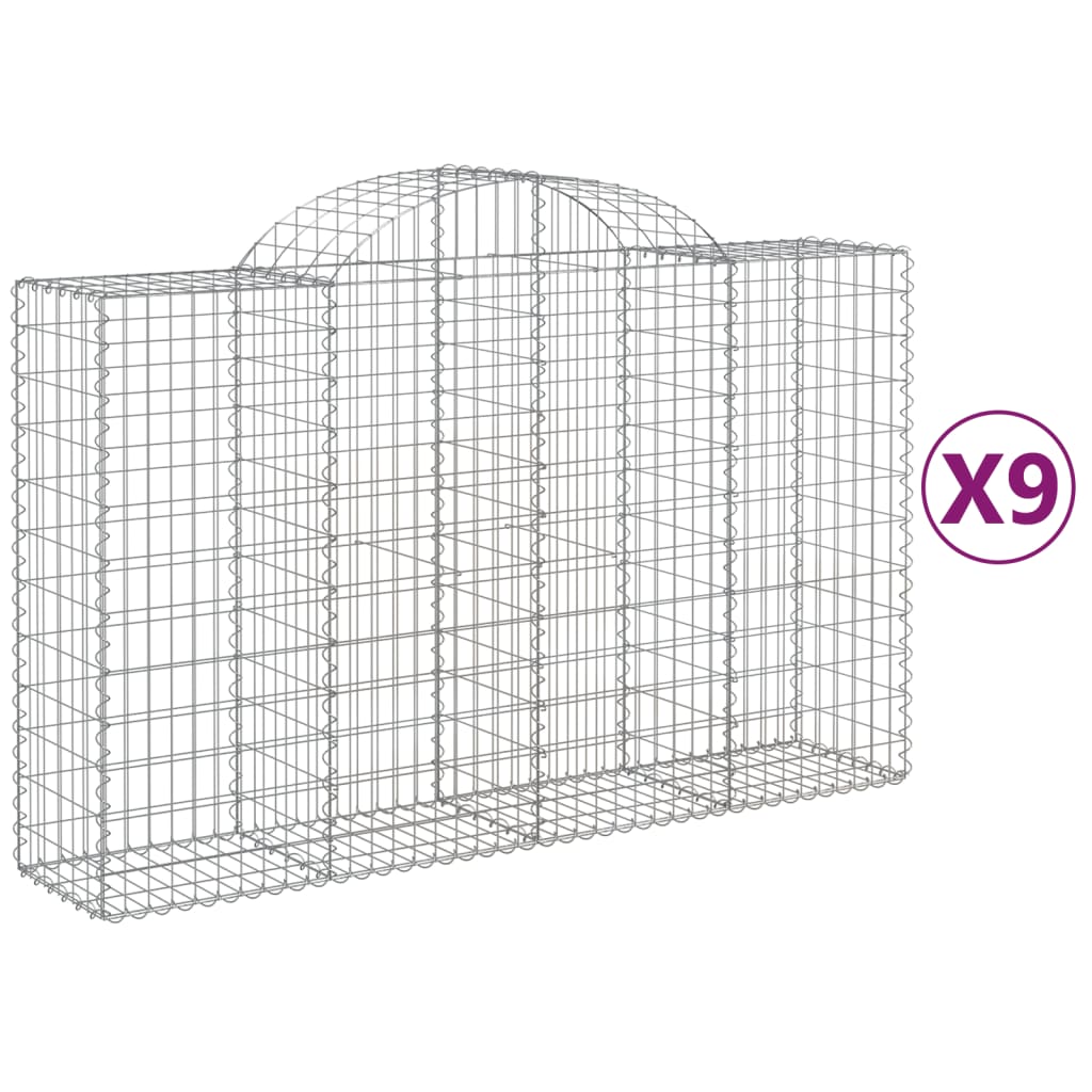 Cesti Gabbioni ad Arco 9 pz 200x50x120/140 cm Ferro Zincato