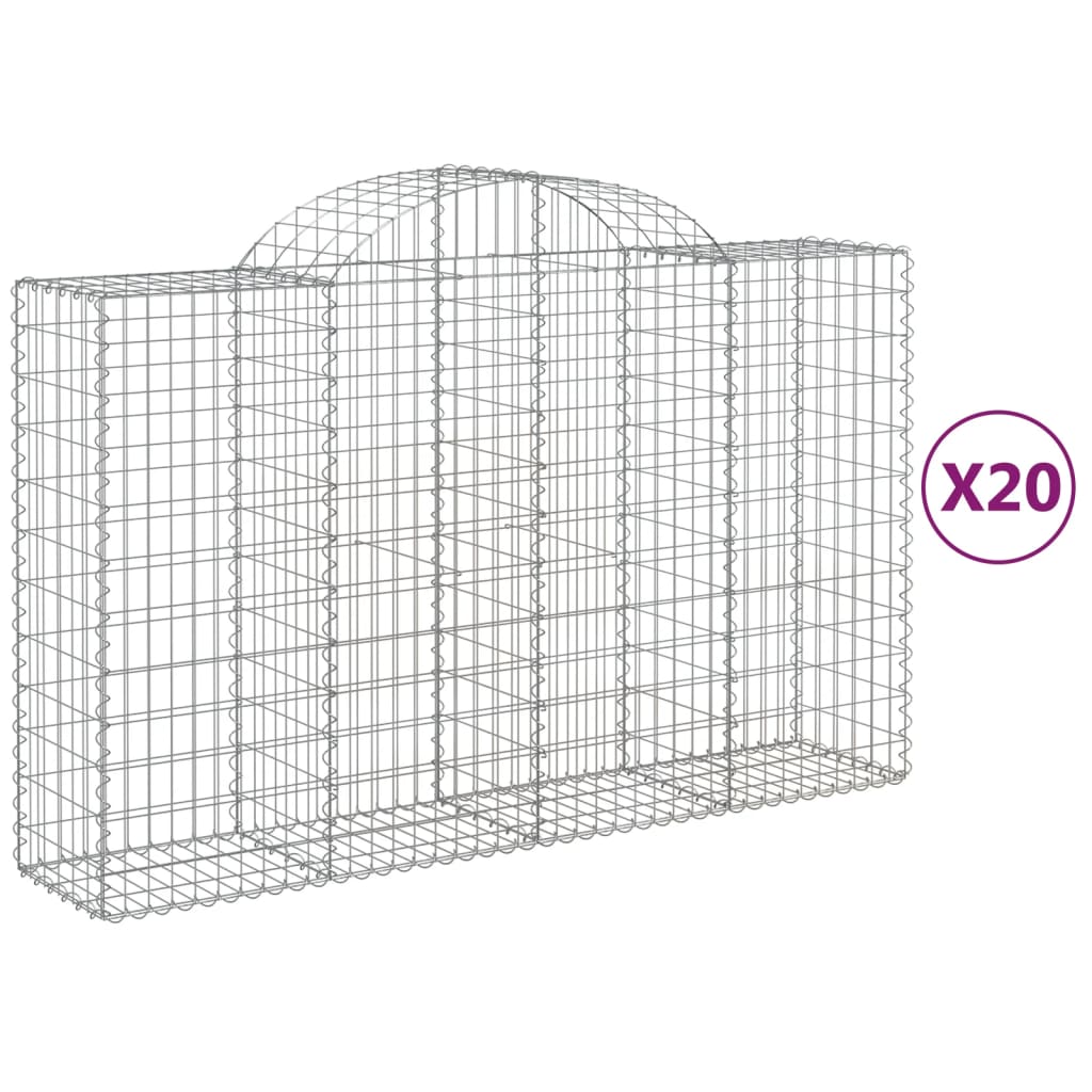 Cesti Gabbioni ad Arco 20 pz 200x50x120/140 cm Ferro Zincato