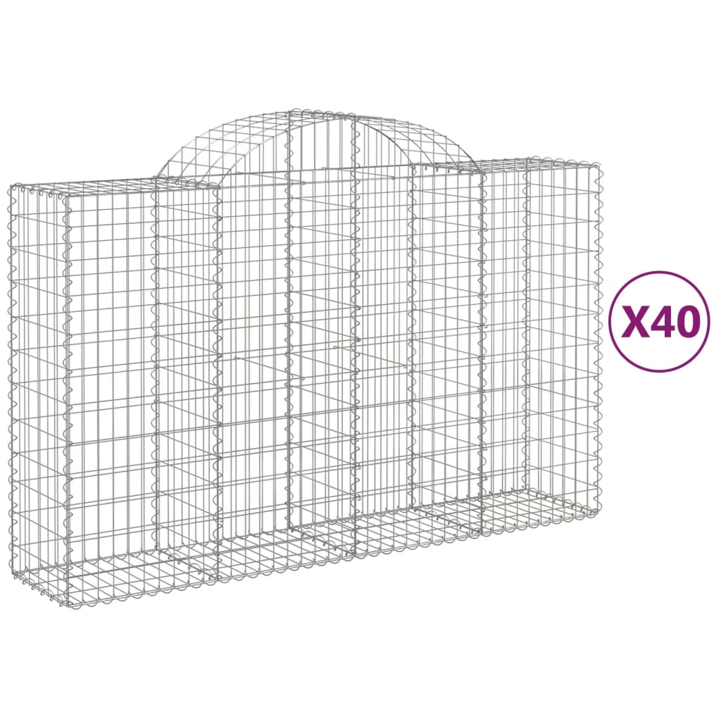 Gabbioni ad Arco in Ferro Zincato 200x50 cm, 40 Pezzi
