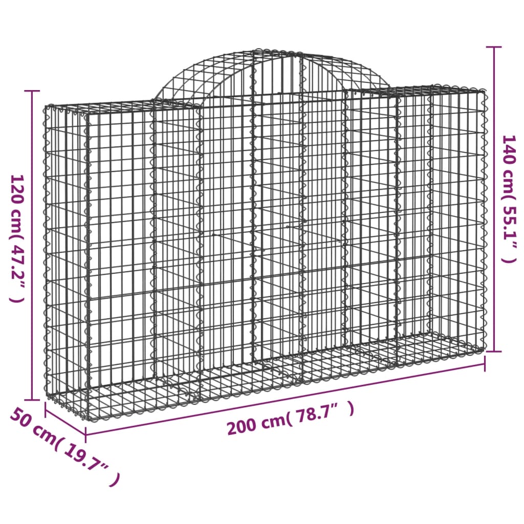 Gabbioni ad Arco in Ferro Zincato 200x50 cm, 40 Pezzi