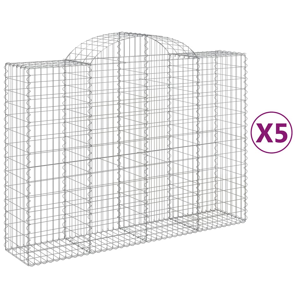 Cesti Gabbioni ad Arco 5 pz 200x50x140/160 cm Ferro Zincato