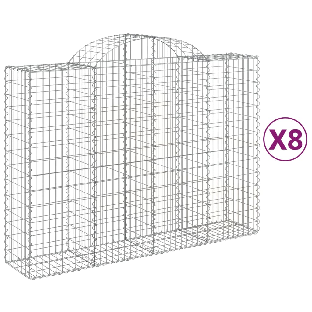Cesti Gabbioni ad Arco 8 pz 200x50x140/160 cm Ferro Zincato