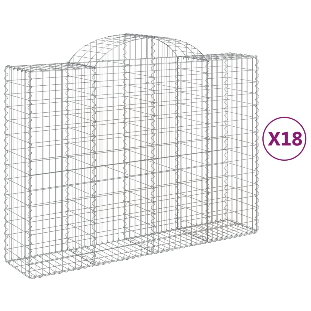 Cesti Gabbioni ad Arco 18 pz 200x50x140/160 cm Ferro Zincato