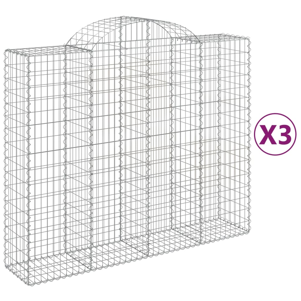 Cesti Gabbioni ad Arco 3 pz 200x50x160/180 cm Ferro Zincato