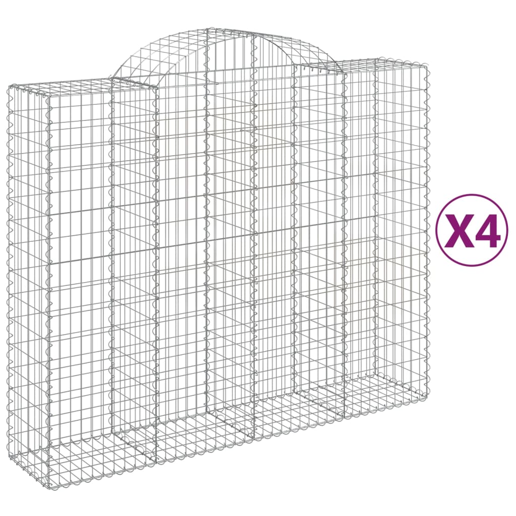 Cesti Gabbioni ad Arco 4 pz 200x50x160/180 cm Ferro Zincato