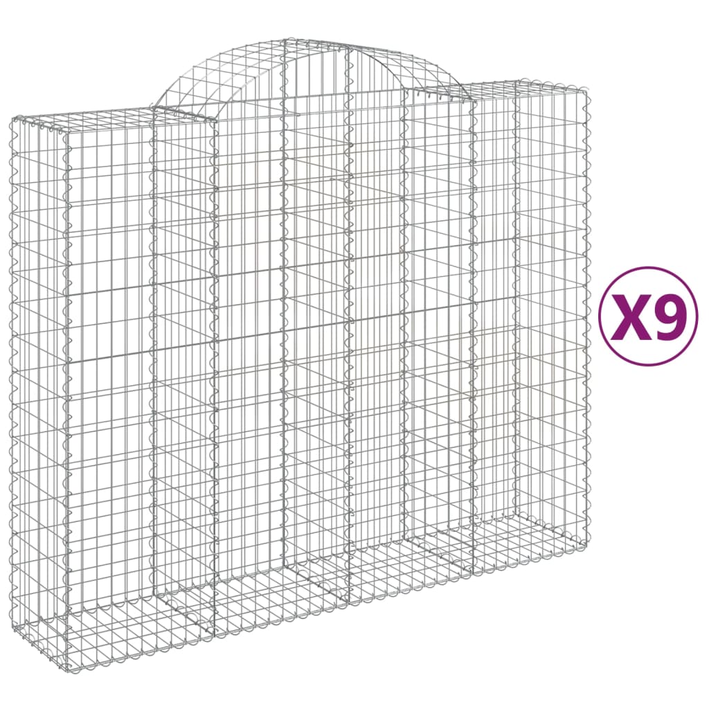 Cesti Gabbioni ad Arco 9 pz 200x50x160/180 cm Ferro Zincato