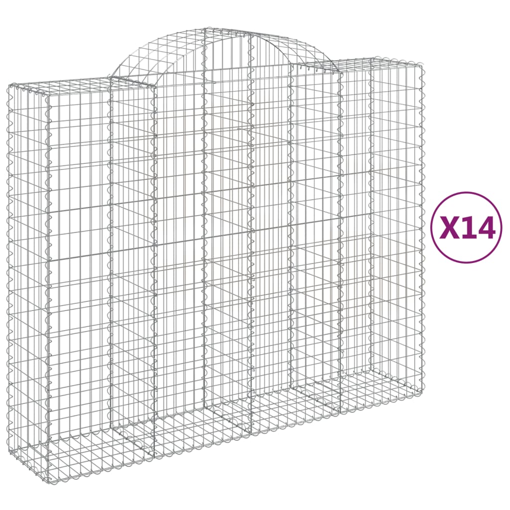Cesti Gabbioni ad Arco 14 pz 200x50x160/180 cm Ferro Zincato