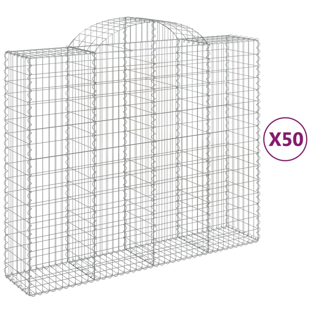 Cesti Gabbioni ad Arco 50 pz 200x50x160/180 cm Ferro Zincato