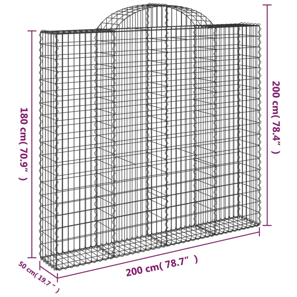 Cesti Gabbioni ad Arco 2 pz 200x50x180/200 cm Ferro Zincato