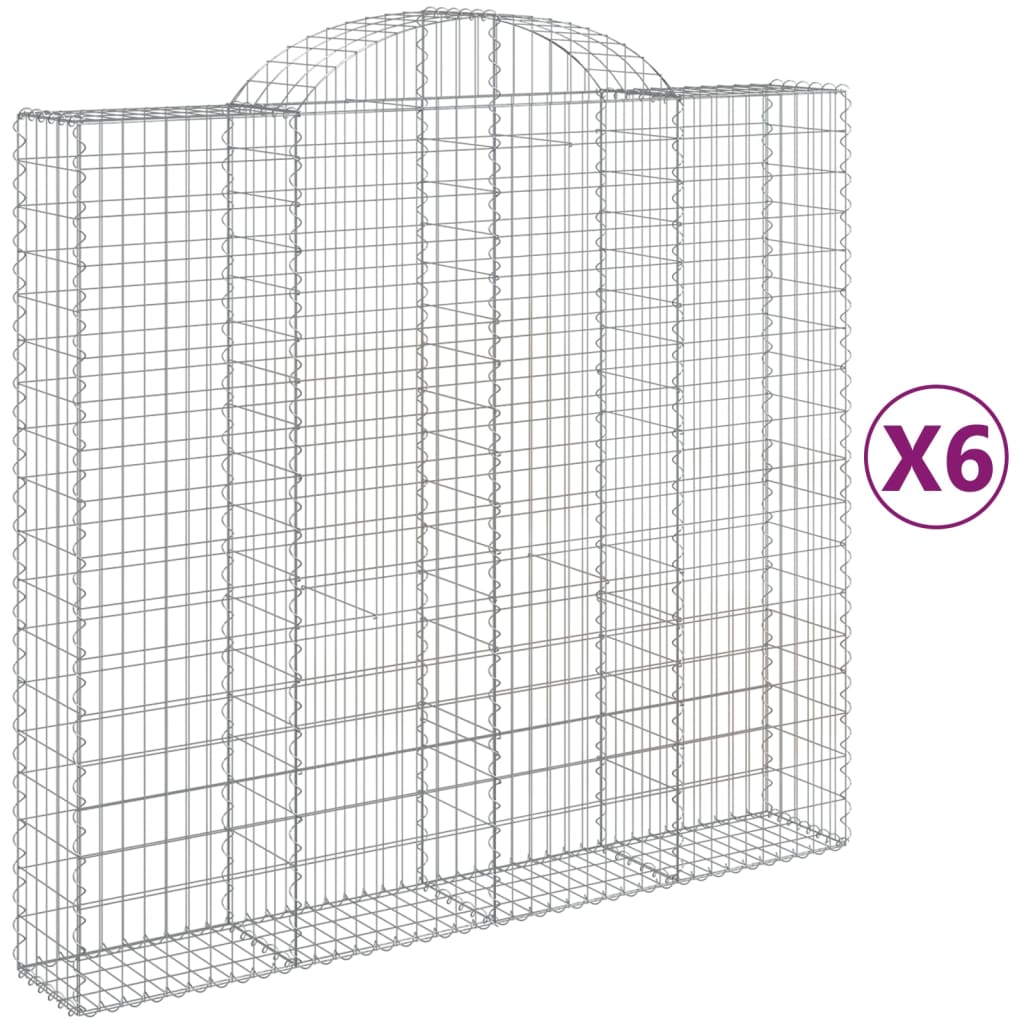 Cesti Gabbioni ad Arco 6 pz 200x50x180/200 cm Ferro Zincato