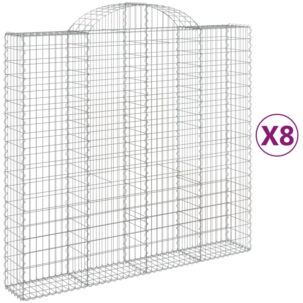 Cesti Gabbioni ad Arco 8 pz 200x50x180/200 cm Ferro Zincato