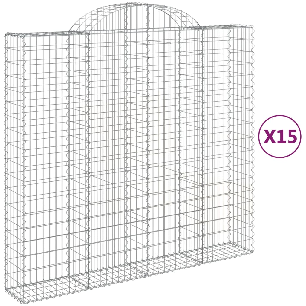 Set 15 Cesti Gabbioni ad Arco in Ferro Zincato 200x50 cm