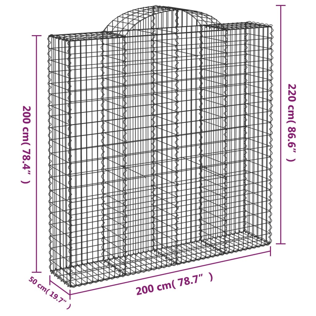 Cesti Gabbioni ad Arco 2 pz 200x50x200/220 cm Ferro Zincato