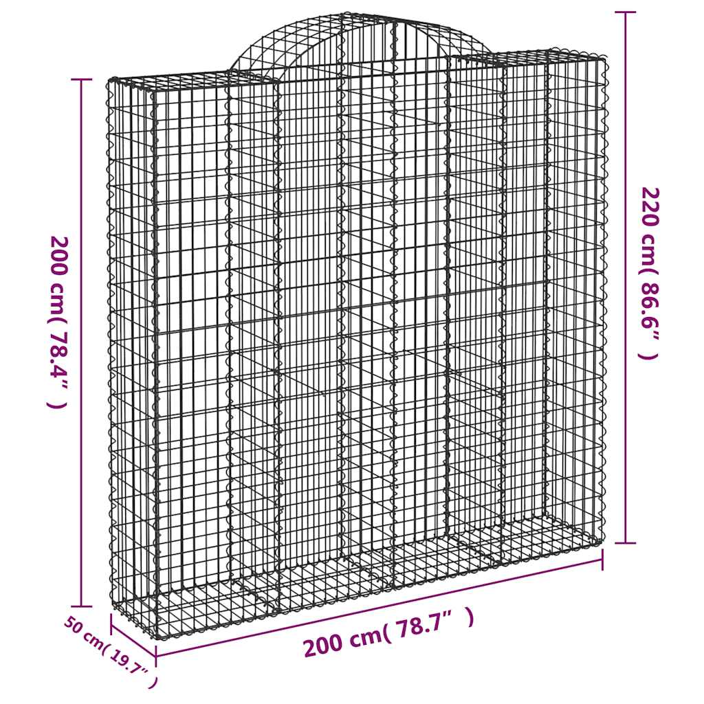 Cesti Gabbioni ad Arco 7 pz 200x50x200/220 cm Ferro Zincato