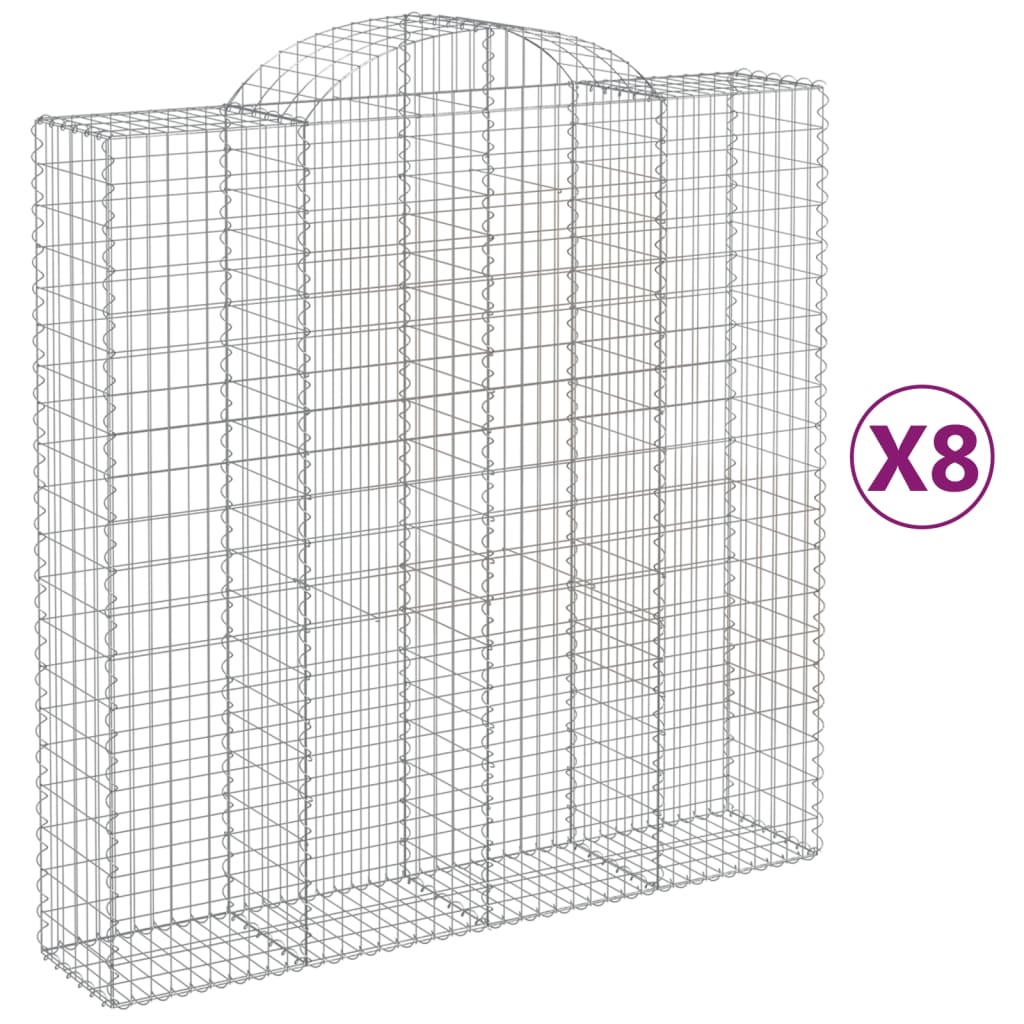 Cesti Gabbioni ad Arco 8 pz 200x50x200/220 cm Ferro Zincato
