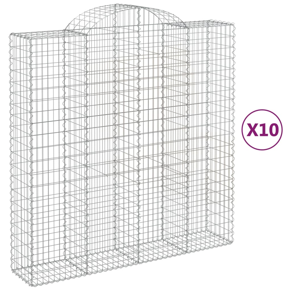 Cesti Gabbioni ad Arco 10 pz 200x50x200/220 cm Ferro Zincato