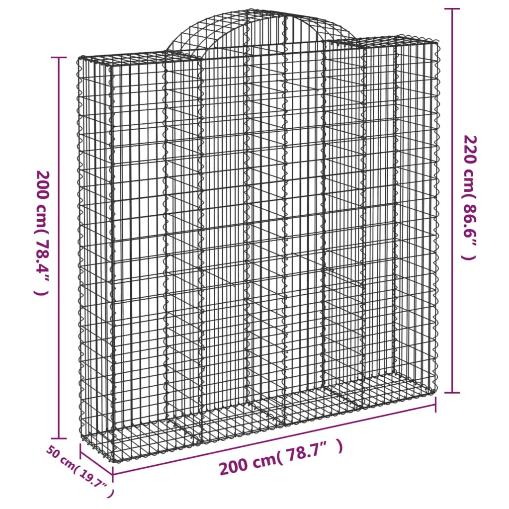 Cesti Gabbioni ad Arco 10 pz 200x50x200/220 cm Ferro Zincato
