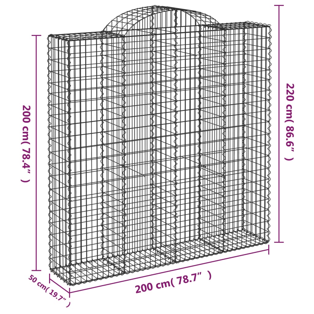 Cesti Gabbioni ad Arco 11 pz 200x50x200/220 cm Ferro Zincato