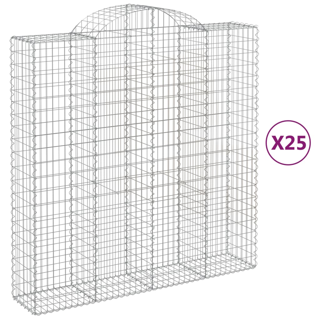 Cesti Gabbioni ad Arco 25 pz 200x50x200/220 cm Ferro Zincato