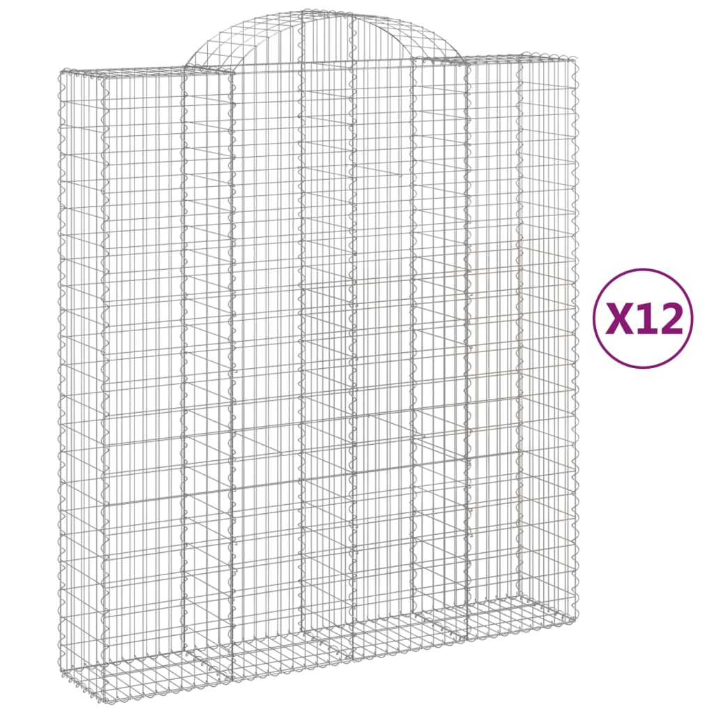 Cesti Gabbioni ad Arco 12 pz 200x50x220/240 cm Ferro Zincato