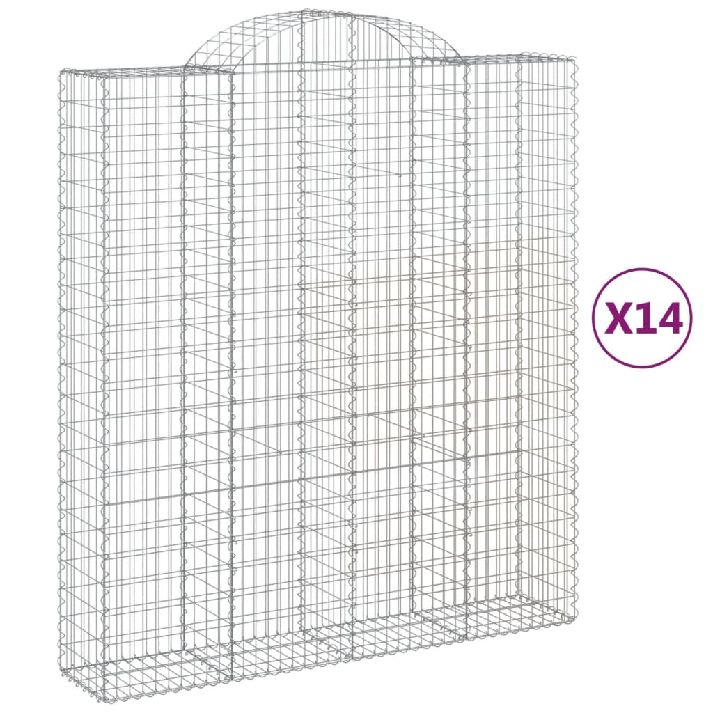 Cesti Gabbioni ad Arco 14 pz 200x50x220/240 cm Ferro Zincato