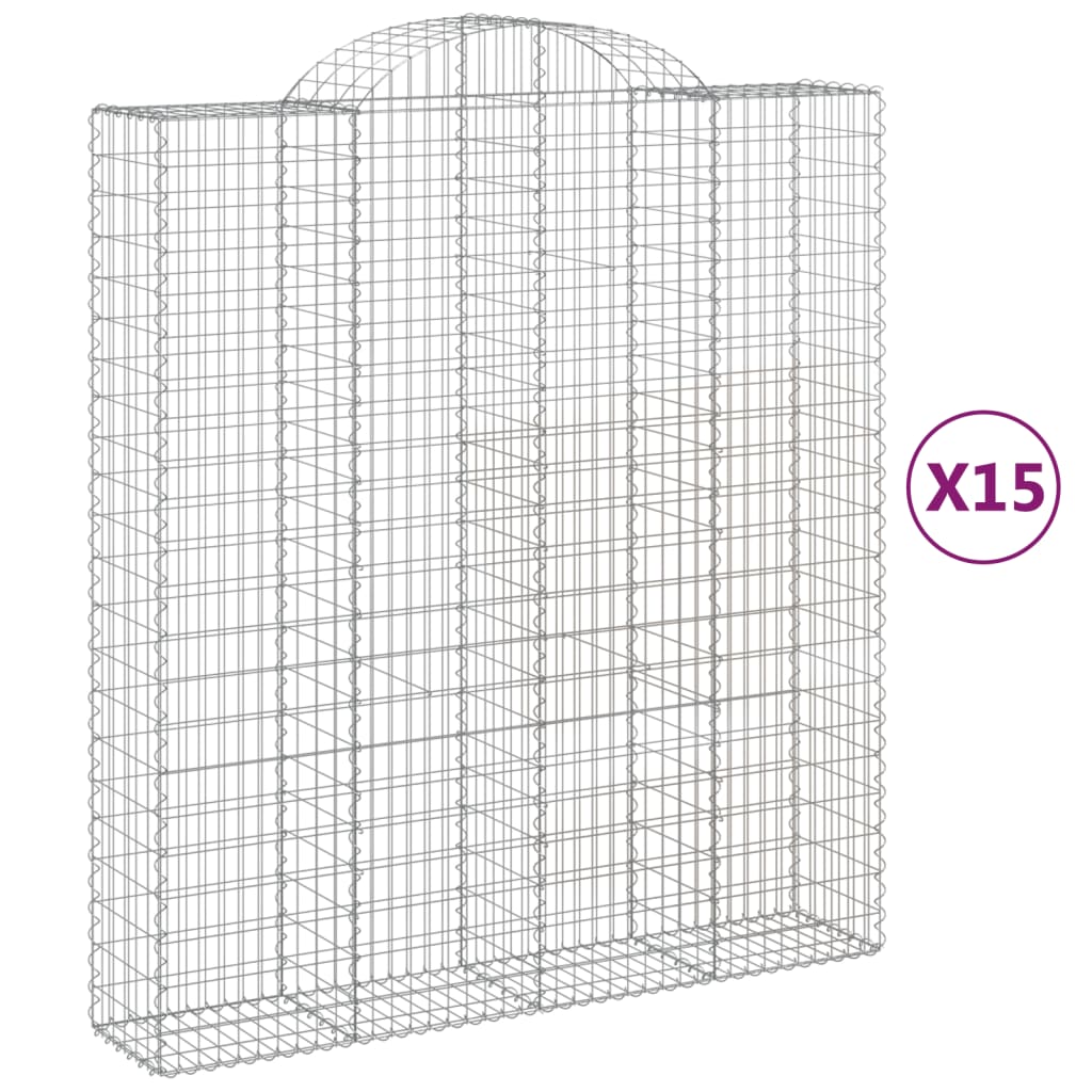 Cesti Gabbioni ad Arco 15 pz 200x50x220/240 cm Ferro Zincato
