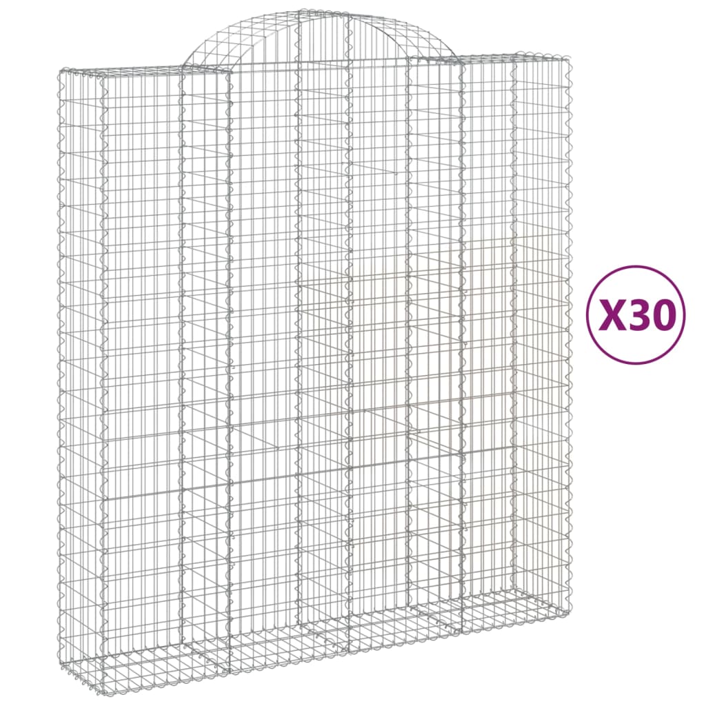 Cesti Gabbioni ad Arco 30 pz 200x50x220/240 cm Ferro Zincato