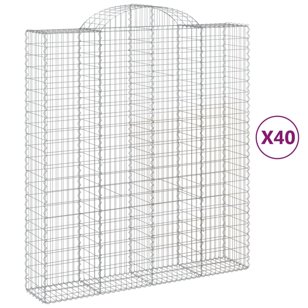 Cesti Gabbioni ad Arco 40 pz 200x50x220/240 cm Ferro Zincato