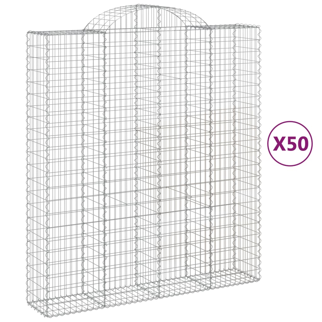 Cesti Gabbioni ad Arco 50 pz 200x50x220/240 cm Ferro Zincato