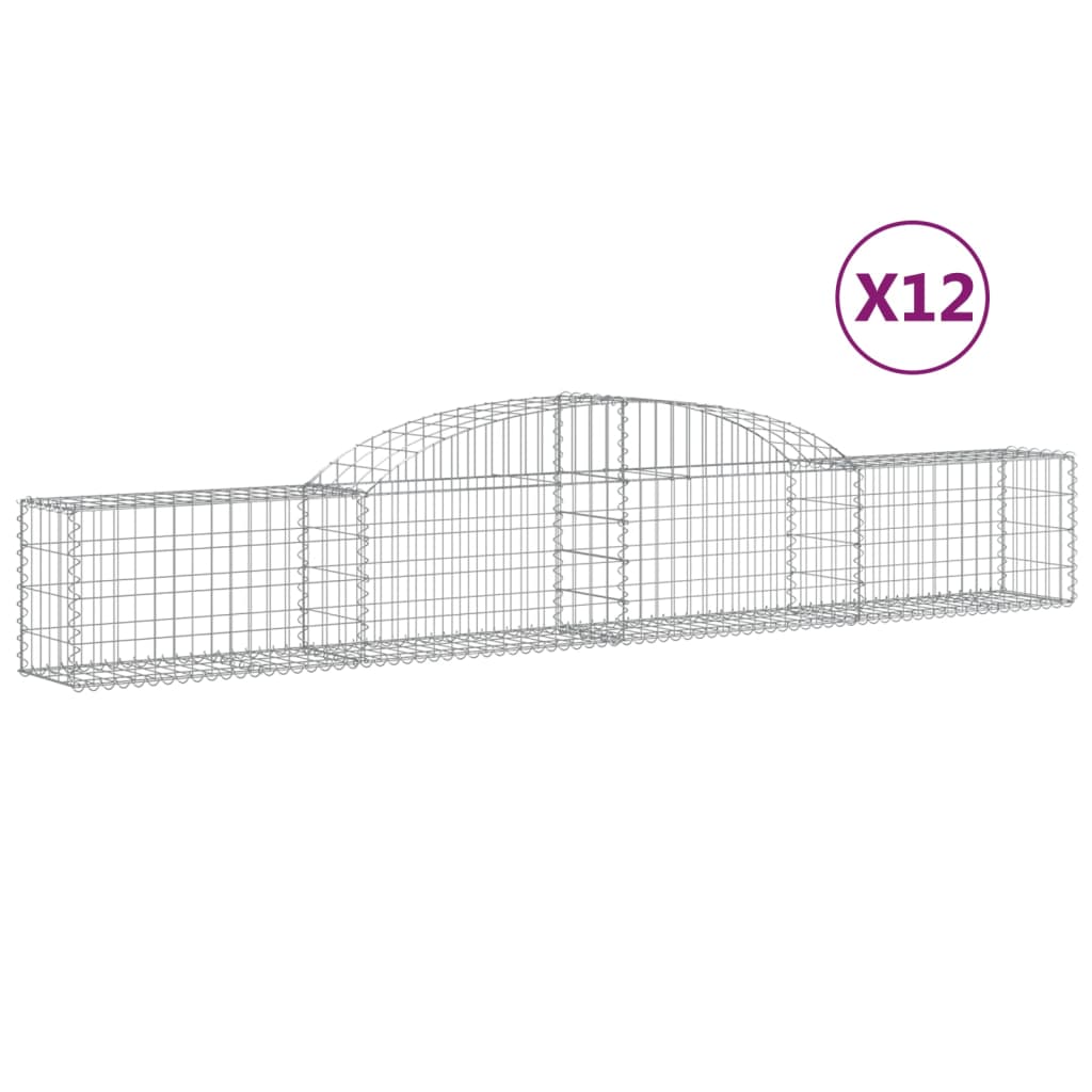 Cesti Gabbioni ad Arco 12 pz 300x30x40/60 cm Ferro Zincato