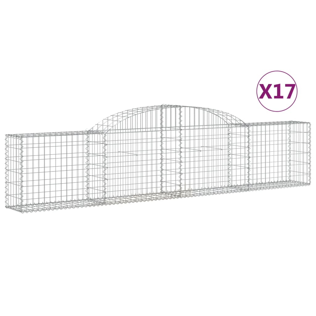 Cesti Gabbioni ad Arco 17 pz 300x30x60/80 cm Ferro Zincato