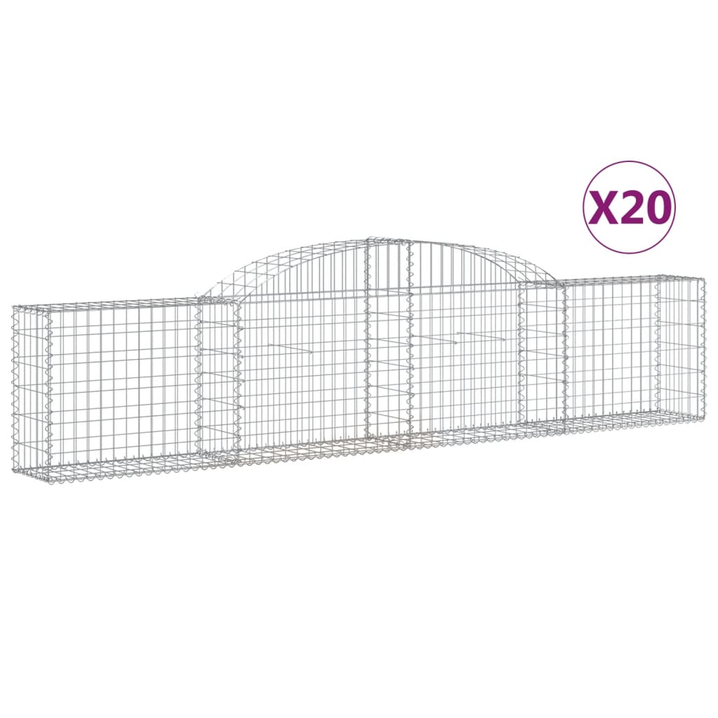 Cesti Gabbioni ad Arco 20 pz 300x30x60/80 cm Ferro Zincato