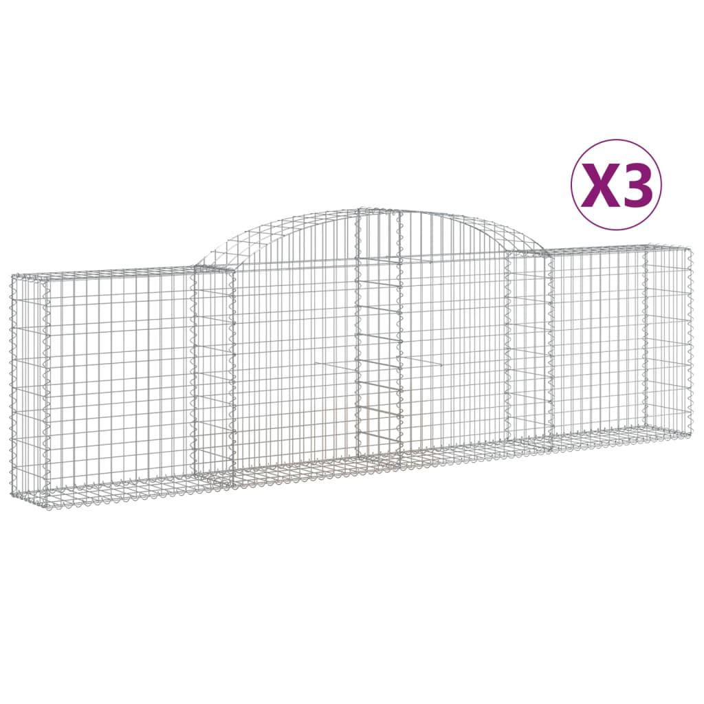 Cesti Gabbioni ad Arco 3 pz 300x30x80/100 cm Ferro Zincato