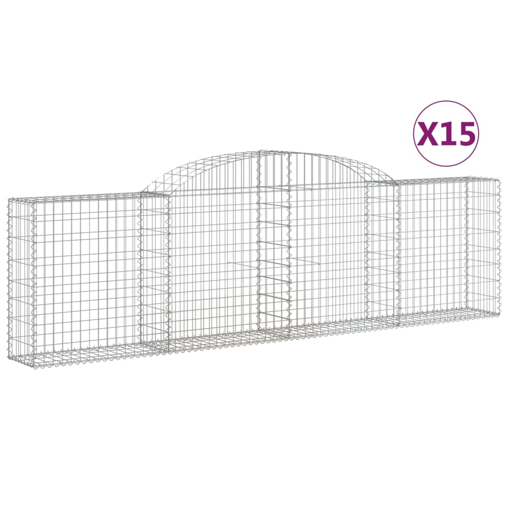 Cesti Gabbioni ad Arco 15 pz 300x30x80/100 cm Ferro Zincato